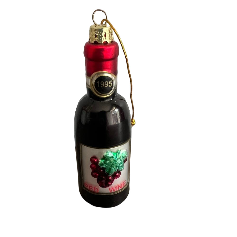 🍭6/$30 Red Wine Bottle Glass Christmas Ornament